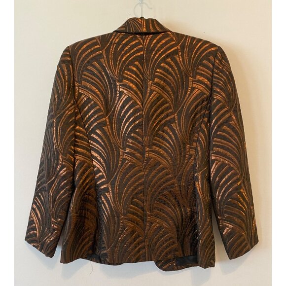 Vintage Albert Nipon Evening Blazer Jacket Size 6 Black & Bronze - Picture 2 of 11